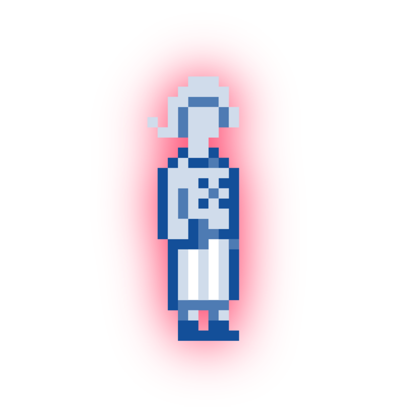 Nuorta harrastajaa kuvaava pikselitaidehahmo